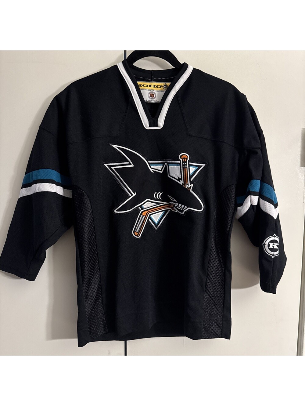 Vintage Koho San Jose Sharks Black Jersey Youth L Large NHL Hockey Embroidered